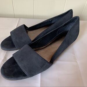 J Jill Suede Open Toe Slip On Low Wedge Shoes Sz 8